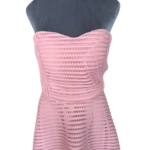 Pink Strapless Mesh Overlay Dress By Ko Ko Ailis  Medium - Picture 2 of 5